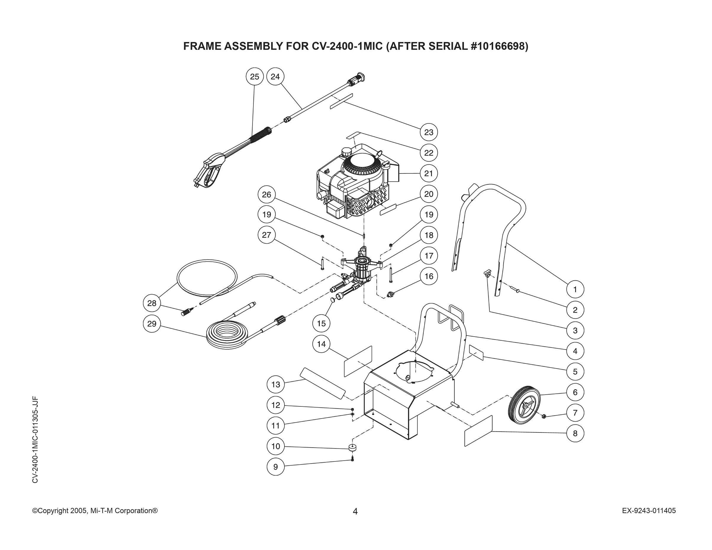 CV-2400-1MIC  power washer replacement parts, breakdown, pumps & repair kits.